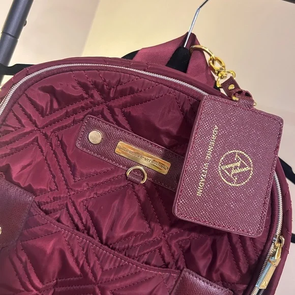 Adrienne Vittadini Maroon Quilted Backpack - Picture 2 of 4